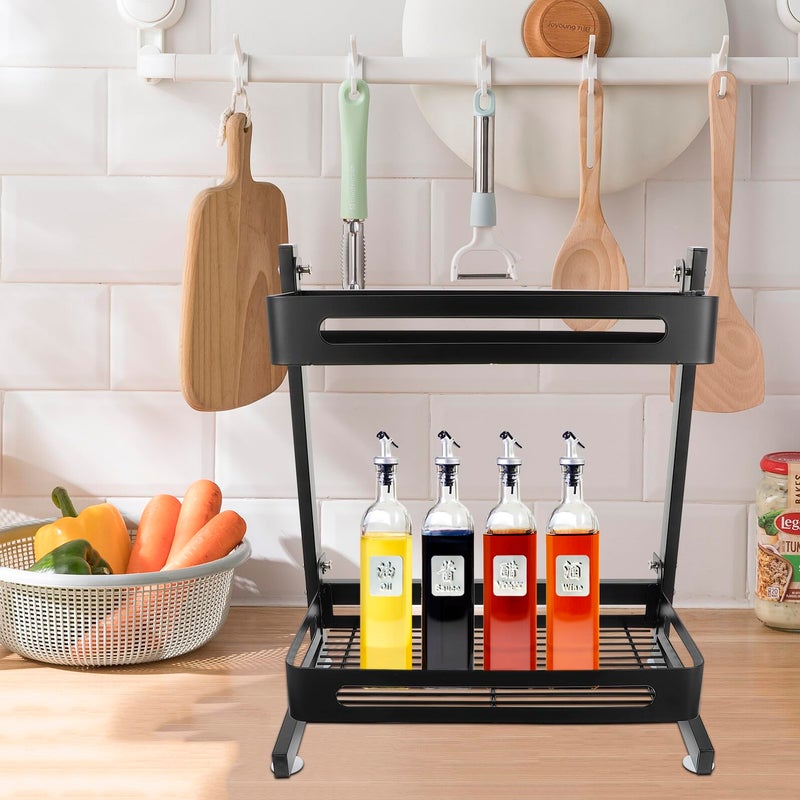 Stainless Steel Double Layer Kitchen Storage Rack with Removable Shelves for Spice and Food Organization - Image 5