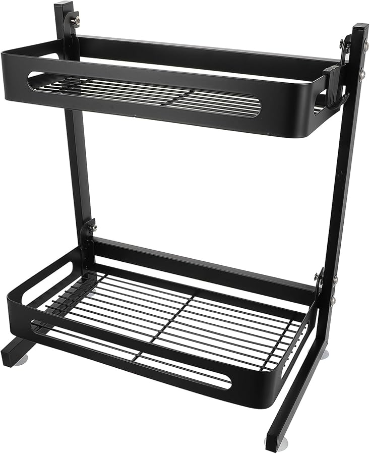 Stainless Steel Double Layer Kitchen Storage Rack with Removable Shelves for Spice and Food Organization - Image 1