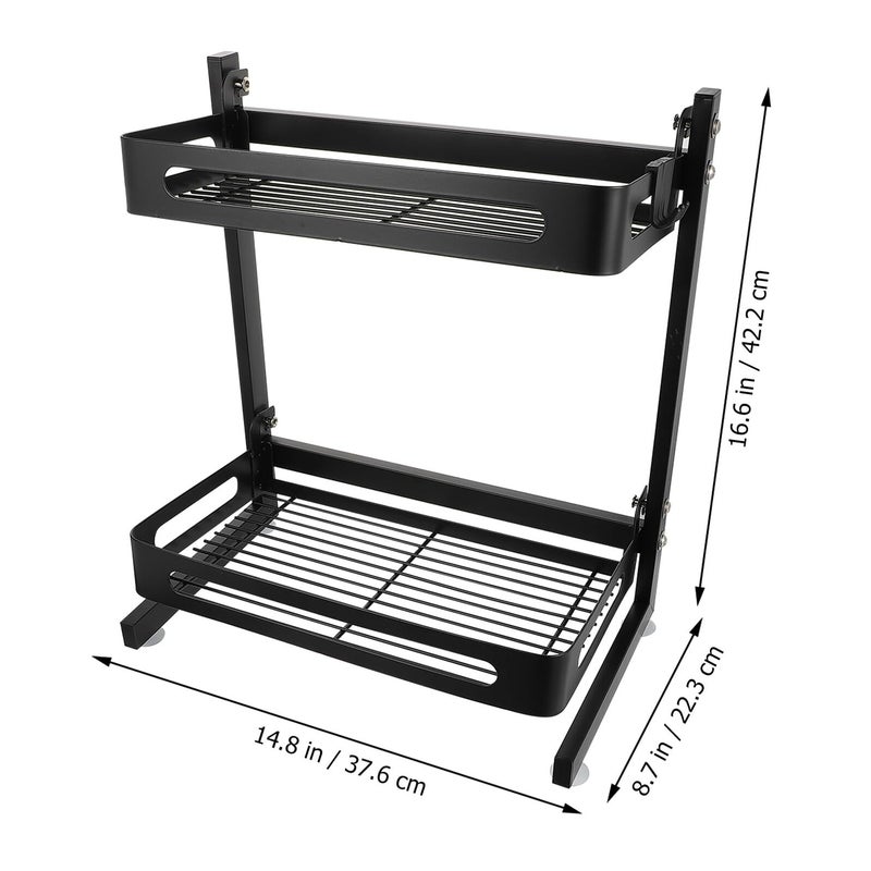Stainless Steel Double Layer Kitchen Storage Rack with Removable Shelves for Spice and Food Organization - Image 3