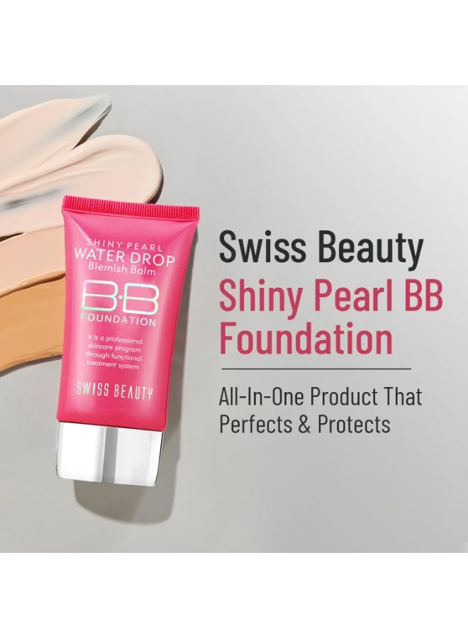 Swiss Beauty Swiss Beauty Matte Shiny Pearl Water Drop Blemish Long Lasting Balm BB Lightweight, Liquid Foundation, Face Makeup, Shade-03, 40ml