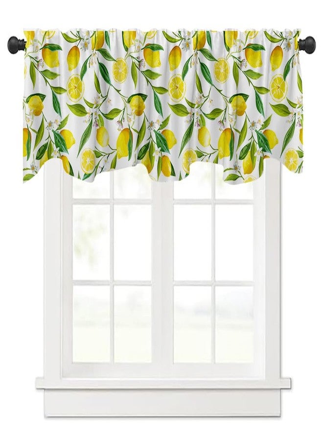 Fanghui Nature Exotic Lemon Tree Branches Treatment Valance Watercolor Plant Fruit Art Window Valance with Rod Pocket for Kitchen Dining Room Window Decoration 54x18 in - Image 1