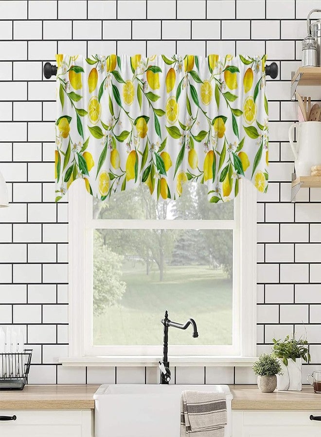 Fanghui Nature Exotic Lemon Tree Branches Treatment Valance Watercolor Plant Fruit Art Window Valance with Rod Pocket for Kitchen Dining Room Window Decoration 54x18 in - Image 4