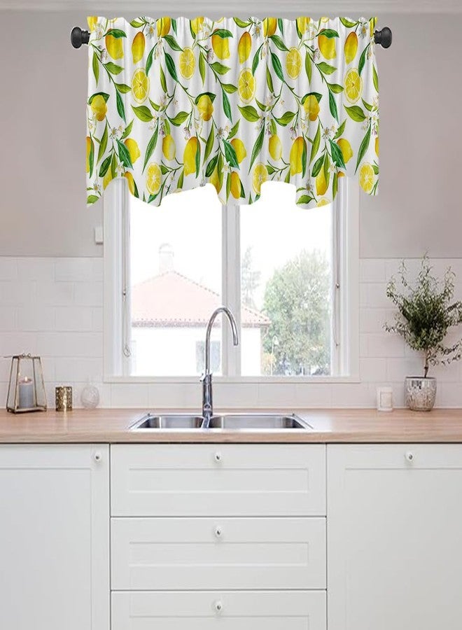 Fanghui Nature Exotic Lemon Tree Branches Treatment Valance Watercolor Plant Fruit Art Window Valance with Rod Pocket for Kitchen Dining Room Window Decoration 54x18 in - Image 5
