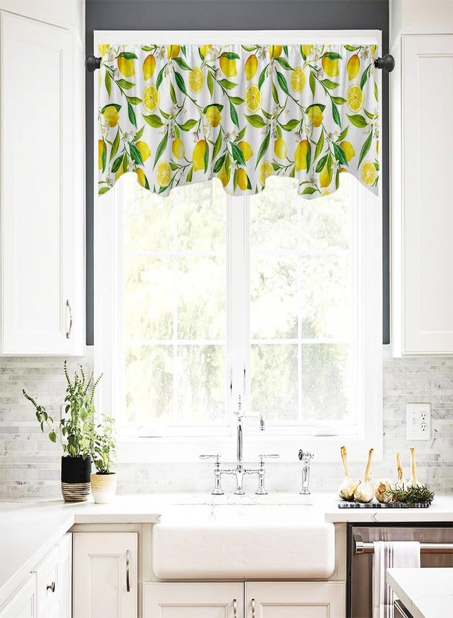 Fanghui Nature Exotic Lemon Tree Branches Treatment Valance Watercolor Plant Fruit Art Window Valance with Rod Pocket for Kitchen Dining Room Window Decoration 54x18 in - Image 2