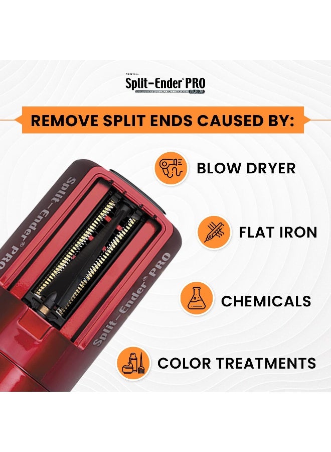 Split ender Pro Rechargeable Cordless Split End Hair Trimmer for Dry, Damaged and Brittle Split Ends - Red - Image 4