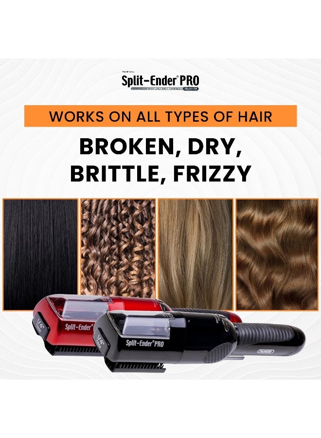 Split ender Pro Rechargeable Cordless Split End Hair Trimmer for Dry, Damaged and Brittle Split Ends - Red - Image 3