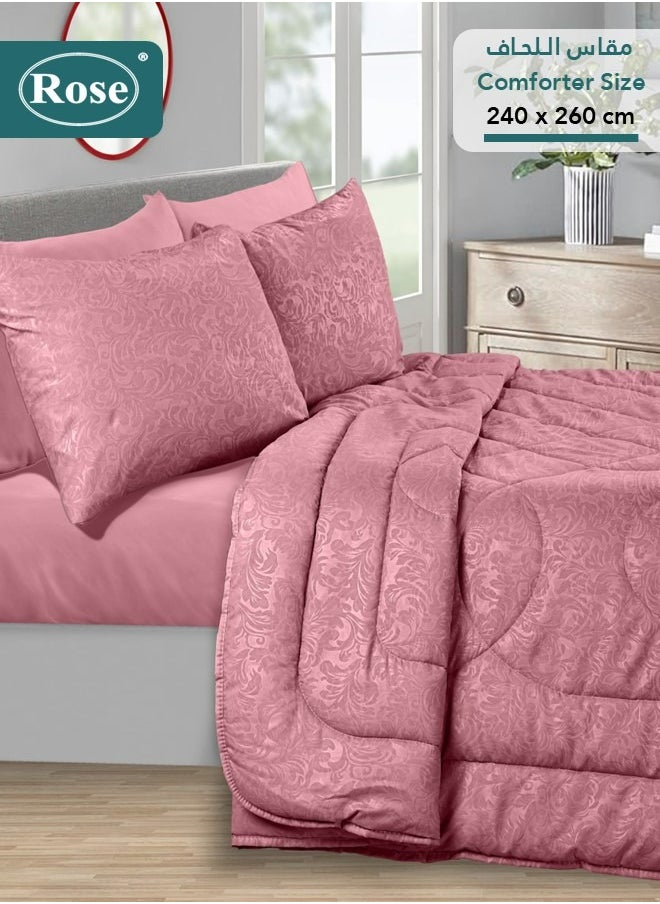 Rose ROSE Luxurious Flory Comforter, Premium Cotton Alternative Microfiber, Set of 6 pieces, Super Soft Cozy Breathable Cooling Lightweight, King size 260x240 cm, Pink  - Image 2