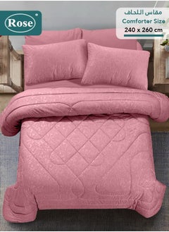 Rose ROSE Luxurious Flory Comforter, Premium Cotton Alternative Microfiber, Set of 6 pieces, Super Soft Cozy Breathable Cooling Lightweight, King size 260x240 cm, Pink  - Image 3