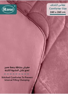 Rose ROSE Luxurious Flory Comforter, Premium Cotton Alternative Microfiber, Set of 6 pieces, Super Soft Cozy Breathable Cooling Lightweight, King size 260x240 cm, Pink  - Image 4