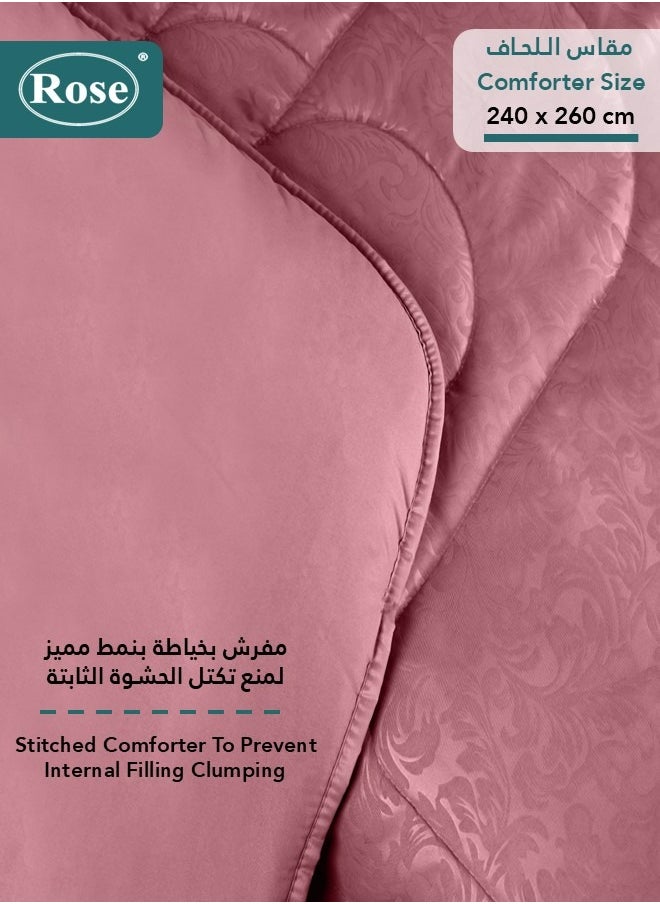 Rose ROSE Luxurious Flory Comforter, Premium Cotton Alternative Microfiber, Set of 6 pieces, Super Soft Cozy Breathable Cooling Lightweight, King size 260x240 cm, Pink  - Image 4