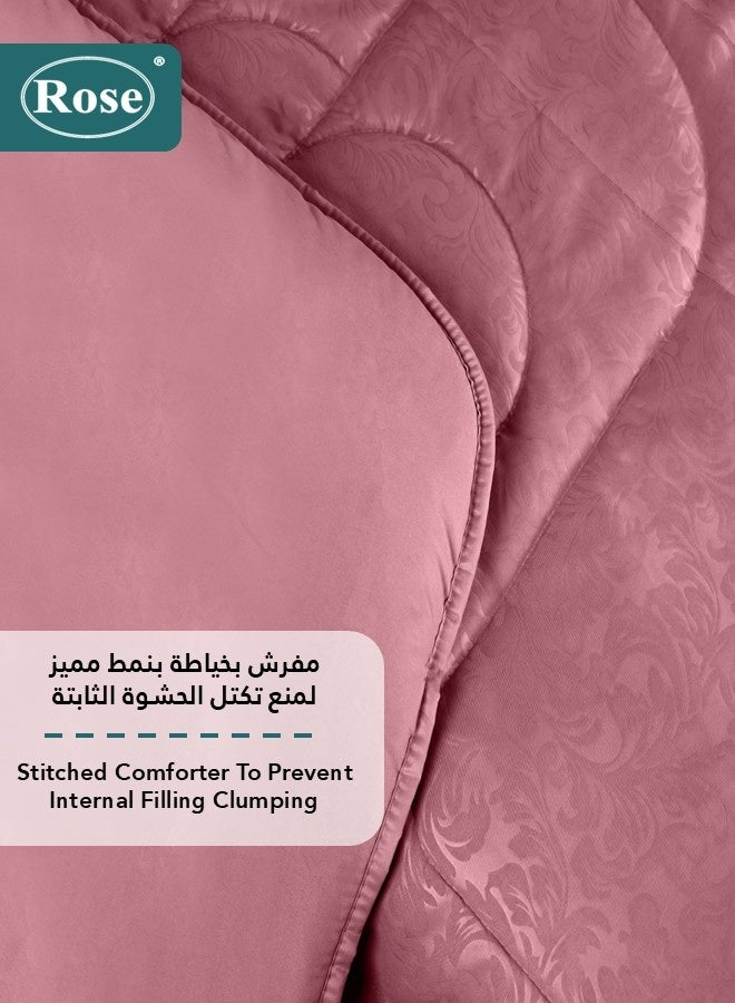 روز طقم مفرش صيفي فلوري بحشوة ثابتة, مايكروفايبر عالي الجودة, 6 قطع, شديد النعومة ومريح وبارد, لحاف مقاس نفرين كينج 260x240 سم, زهري - Image 5