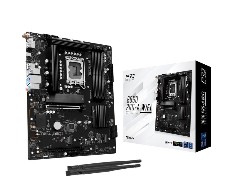 ASRock B860 Pro A WiFi 6E Intel Core Ultra DDR5 8666 MHz 256GB M2 LGA1851 ATX Motherboard BIOS Flashback SATA3 60 Gbs PCIe 50 - Image 2