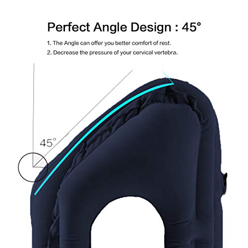 Kimiandy Inflatable Travel Pillow for Airplane, Inflatable Neck Air Pillow for Sleeping(Blue) - Image 5