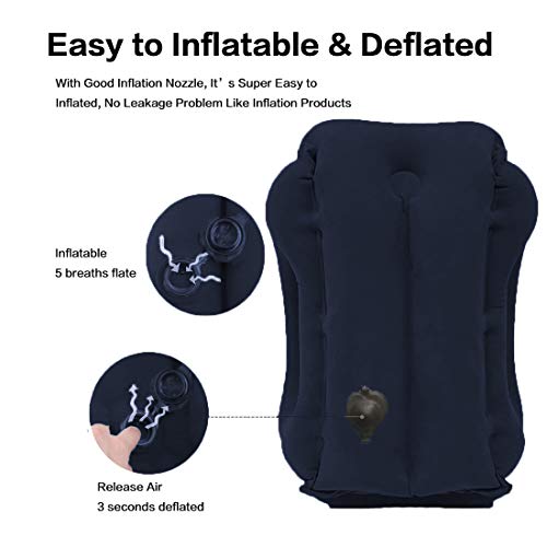 Kimiandy Inflatable Travel Pillow for Airplane, Inflatable Neck Air Pillow for Sleeping(Blue) - Image 4