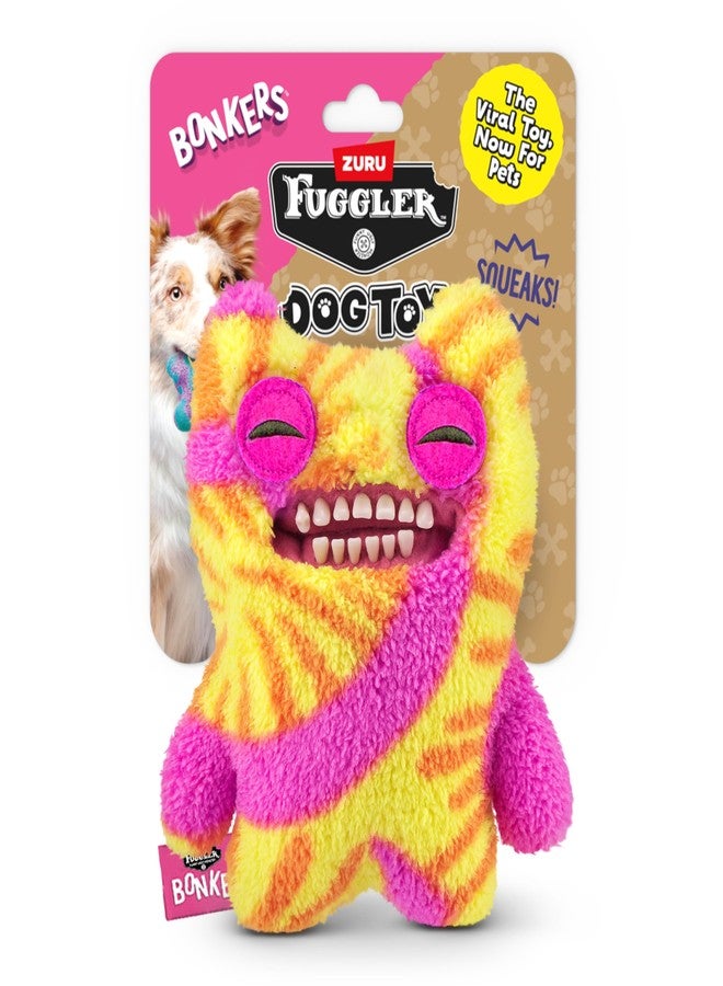 Bonkers FUGGLER Old Tooth Squeaky & Plush Dog Toy, Tie Dye for Playtime, 8 inches - Image 1