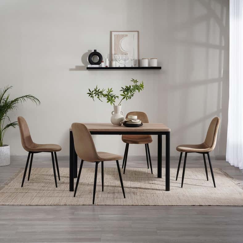 Pan Home طاولة طعام 4 مقاعد ريكر - طبيعية وسوداء - Image 2