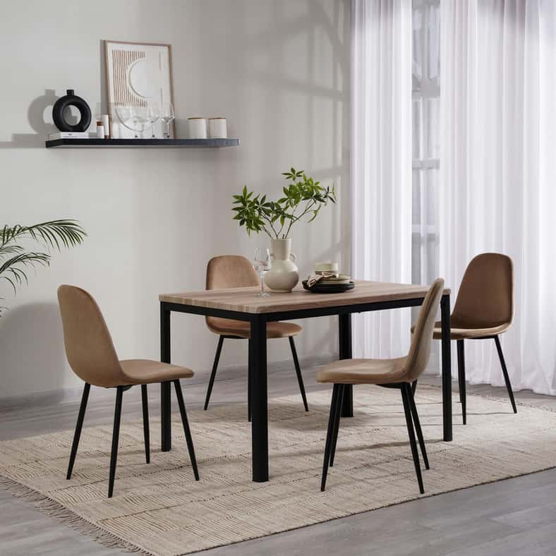 Pan Home طاولة طعام 4 مقاعد ريكر - طبيعية وسوداء - Image 1