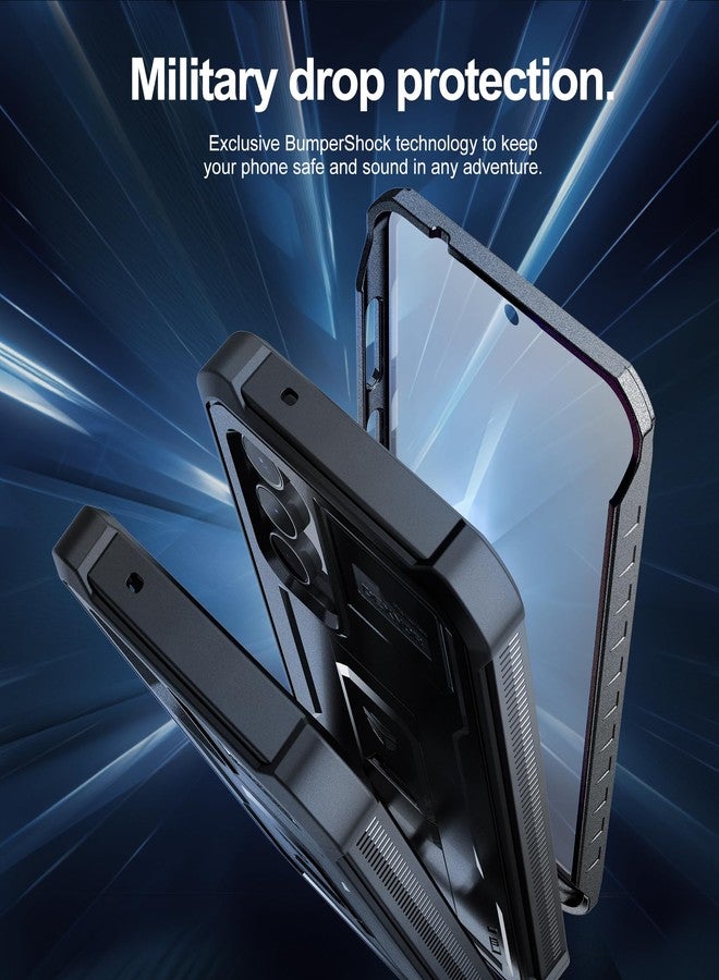 Dexnor Samsung Galaxy S23 FE Phone Case [Dual Front Frame] Shockproof Technology Reinforced Anti-Fall Shockproof Protective Cover with Stand - Black - Image 5