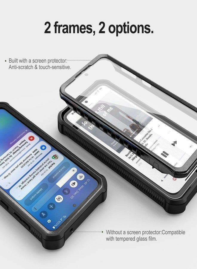 Dexnor Samsung Galaxy S23 FE Phone Case [Dual Front Frame] Shockproof Technology Reinforced Anti-Fall Shockproof Protective Cover with Stand - Black - Image 3