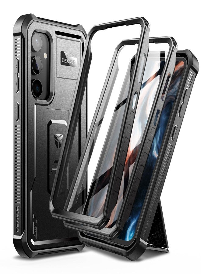 Dexnor Samsung Galaxy S23 FE Phone Case [Dual Front Frame] Shockproof Technology Reinforced Anti-Fall Shockproof Protective Cover with Stand - Black - Image 1