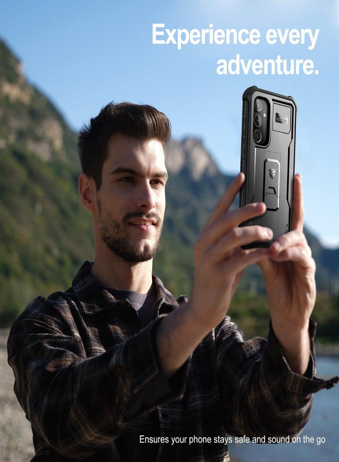 Dexnor Samsung Galaxy S23 FE Phone Case [Dual Front Frame] Shockproof Technology Reinforced Anti-Fall Shockproof Protective Cover with Stand - Black - Image 4