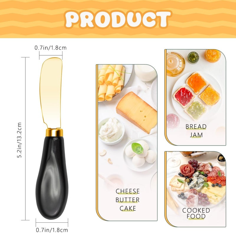 Mlurcu Butter Spreader Knives Set of 4, Stainless Steel Butter Knife with Porcelain Handles, Blunt Edge Cheese Spreader Set for Soft Cheese, Butter, Jam, Charcuterie, Pastry - Image 2