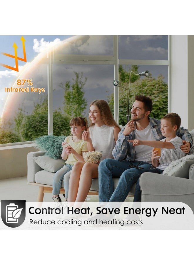 rabbitgoo Window Privacy Film One Way Window Tint for Home, Removable Reflective Heat Sun Blocking Anti UV Glass Door Covering, Mirror Tinting Film House Office, 17.5 in X 6.5 Feet, Black Silver - Image 2