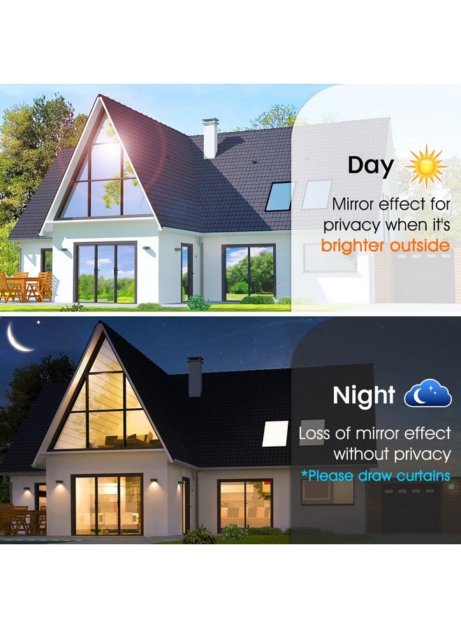 rabbitgoo Window Privacy Film One Way Window Tint for Home, Removable Reflective Heat Sun Blocking Anti UV Glass Door Covering, Mirror Tinting Film House Office, 17.5 in X 6.5 Feet, Black Silver - Image 4