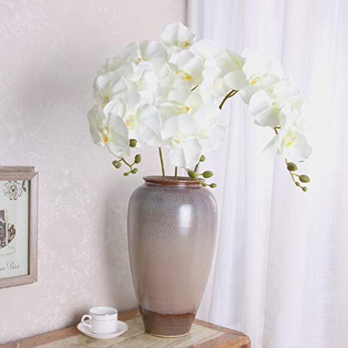 FagusHome 32" Artificial Phalaenopsis Flowers 6 Pcs with 4 Bundles Leaves Artificial Orchid Flowers Stem Plants for Home Décor (6Pcs) - Image 4