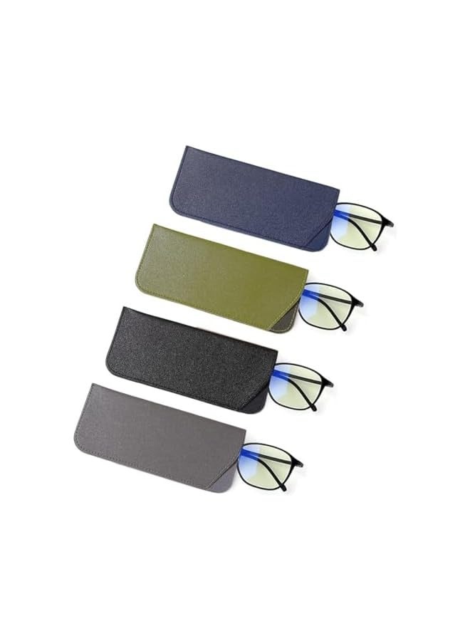 بروماس 4 قطع من حافظات النظارات الناعمة، حقيبة النظارات الشمسية المحمولة، حقيبة نظارات القراءة من جلد البولي يوريثان، حقيبة النظارات الشمسية المضادة للخدش، حافظة النظارات للنساء والرجال والأطفال والسيدات-A - Image 1