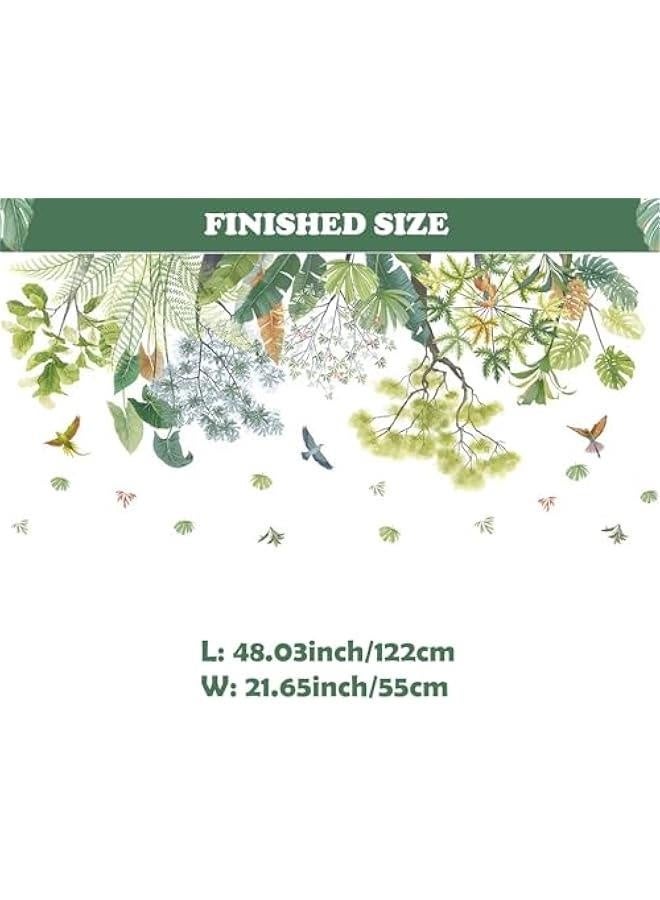 Green Plant Top Line Wall Stickers Garden Flower Wall Art Decals Tropical Plant Birds Wall Decals for Living Room Bedroom Nursery Kitchen Skirting Board Art Decorations - Image 5