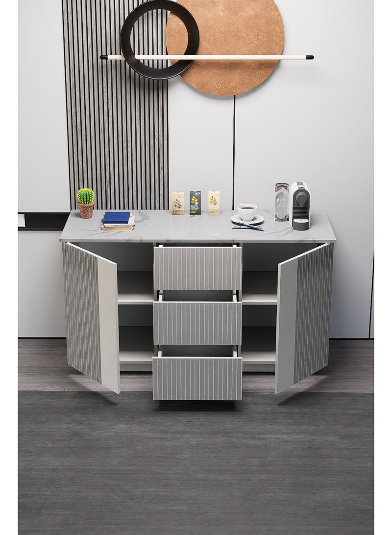 كوفي وورلد ركن قهوة باللون رمادي، صناعة وطنية عصرية بإضاءة جذابة. - Image 4