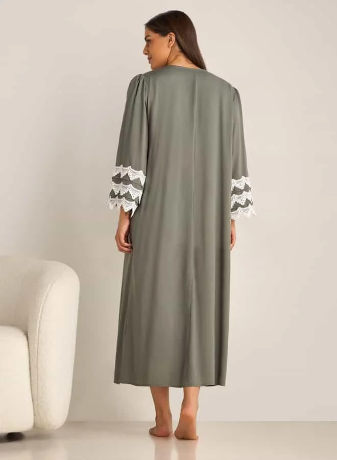 Splash FAV Lace Detail Maternity Night Gown with 3/4 Sleeves