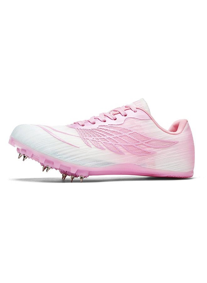 WESHIRUN Track and Field Shoes for Men Women 8 Spikes Boys and Girls Kids Running Racing Shoes, Peach Pink, 6.5 Women/5 Men - Image 4
