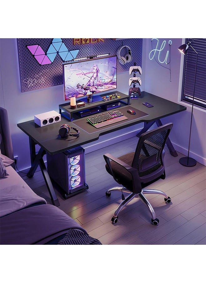 Gaming Desk, 100CM Computer Desk, K-Shaped Gaming Table, PC Gaming Workstation Home Office Desks, Space-saving, Steel Frame Table Legs