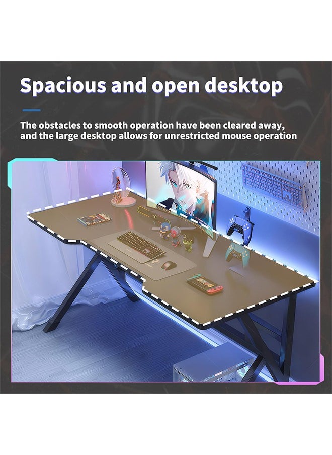 Gaming Desk, 100CM Computer Desk, K-Shaped Gaming Table, PC Gaming Workstation Home Office Desks, Space-saving, Steel Frame Table Legs