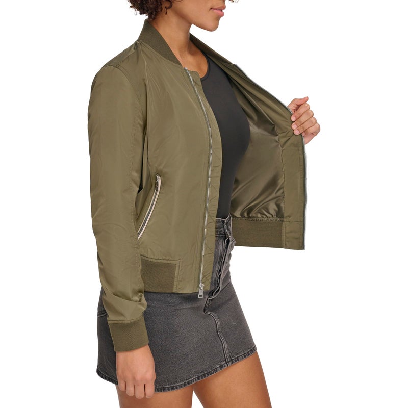 Levi's Women's Poly Bomber Jacket with Contrast Zipper Pockets, Army Green, X-Small - Image 5