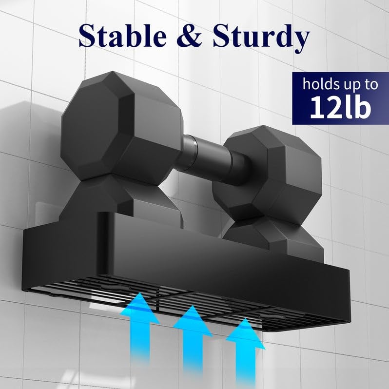 Kitsure Shower Caddy - 2 Pack Rustproof Shower Organizer, Drill-Free & Quick-Dry Shower Shelf for Inside Shower with Large Capacity, Durable Stainless Steel Shower Rack with 4 Hooks, Black - Image 4