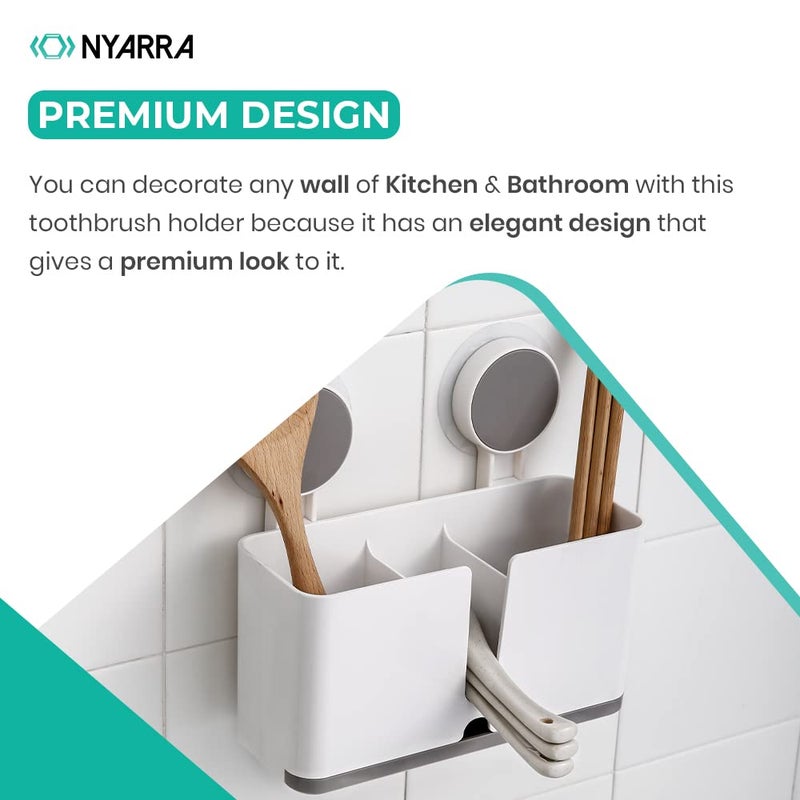 Nyarra Self Adhesive Magic Sticker Toothbrush Holder Wall Mounted for Bathroom Organizer for Electric Toothbrushes Toothpaste Shaver Razor and Makeup Brush NR1336 - Image 4