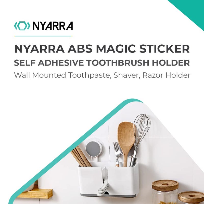 Nyarra Self Adhesive Magic Sticker Toothbrush Holder Wall Mounted for Bathroom Organizer for Electric Toothbrushes Toothpaste Shaver Razor and Makeup Brush NR1336 - Image 2