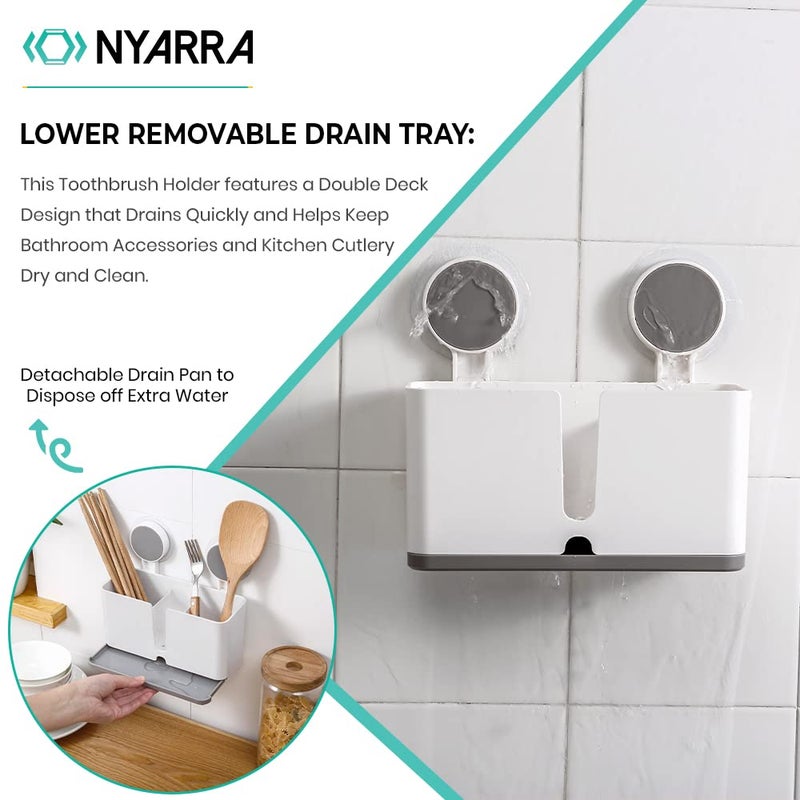 Nyarra Self Adhesive Magic Sticker Toothbrush Holder Wall Mounted for Bathroom Organizer for Electric Toothbrushes Toothpaste Shaver Razor and Makeup Brush NR1336 - Image 3