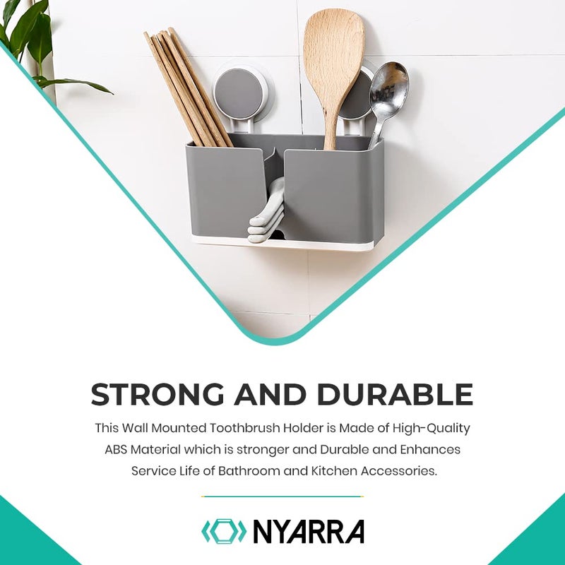 Nyarra Self Adhesive Magic Sticker Toothbrush Holder Wall Mounted for Bathroom Organizer for Electric Toothbrushes Toothpaste Shaver Razor and Makeup Brush NR1336 - Image 5