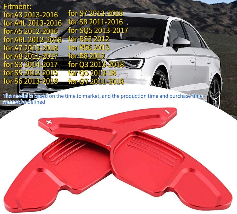 KIMISS 2pcs Aluminum Alloy Car Steering Wheel Shift Paddle Blade Shifter Extension for A3/A4L 2013-2016, for A5 2012-2016, etc Bright Red Color Accessories - Image 5