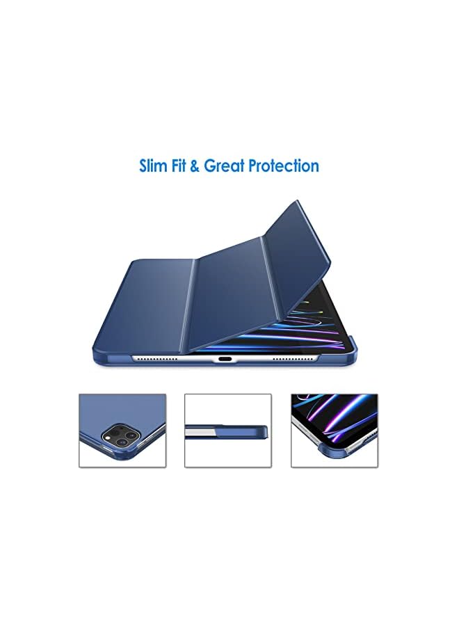 Jetech حافظة لجهاز iPad Pro مقاس 11 بوصة، موديل 2022/2021/2020/2018، متوافقة مع القلم، غطاء استشعار تلقائي (أزرق داكن) - Image 3