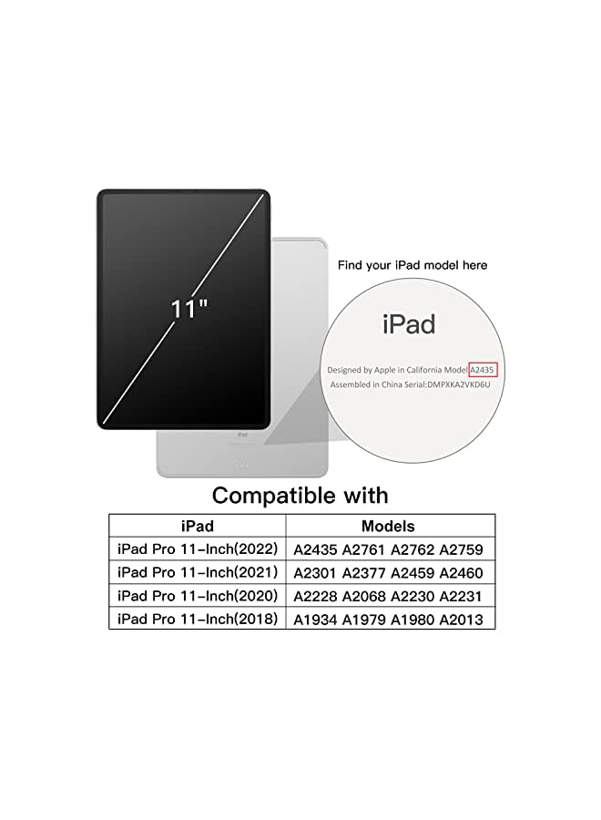 Jetech حافظة لجهاز iPad Pro مقاس 11 بوصة، موديل 2022/2021/2020/2018، متوافقة مع القلم، غطاء استشعار تلقائي (أزرق داكن) - Image 2