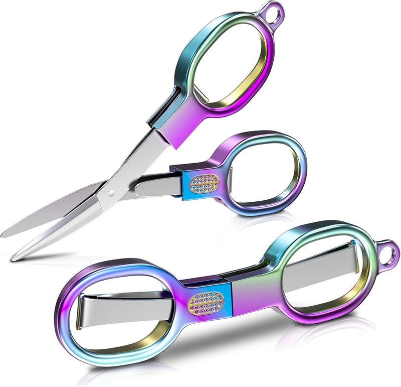 Tusmad Folding Stainless Steel Travel Scissors – Mini Portable Safety Foldable Pocket Scissors for Travel, Home, Office, Sewing, Crafts, Nurses, Badge Holder Accessories, Outdoor Use - Image 1