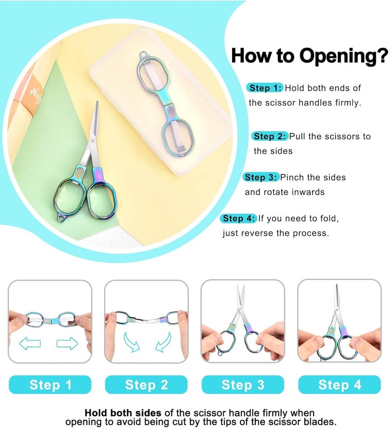 Tusmad Folding Stainless Steel Travel Scissors – Mini Portable Safety Foldable Pocket Scissors for Travel, Home, Office, Sewing, Crafts, Nurses, Badge Holder Accessories, Outdoor Use - Image 3