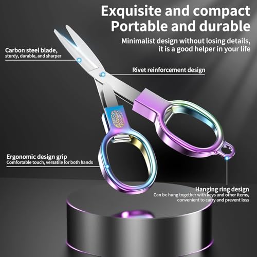 Tusmad Folding Stainless Steel Travel Scissors – Mini Portable Safety Foldable Pocket Scissors for Travel, Home, Office, Sewing, Crafts, Nurses, Badge Holder Accessories, Outdoor Use - Image 2