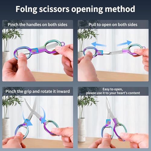 Tusmad Folding Stainless Steel Travel Scissors – Mini Portable Safety Foldable Pocket Scissors for Travel, Home, Office, Sewing, Crafts, Nurses, Badge Holder Accessories, Outdoor Use - Image 5