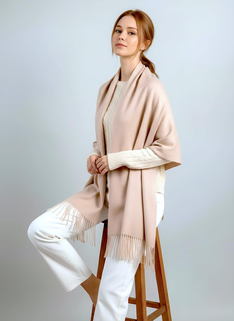 Achillea Warm Cashmere-Feel Winter Scarf for Women â€“ Pashmina Shawl Wrap, Blanket Scarf for Daily Wear, Travel & Cold Weather (Beige) - Image 5